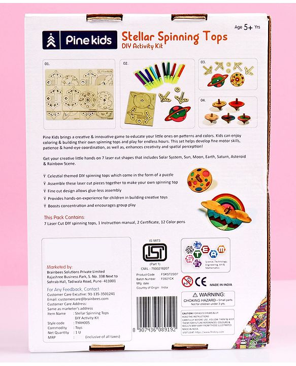 Pine Kids Stellar Spinning Tops DIY Activity Kit - Multicolour