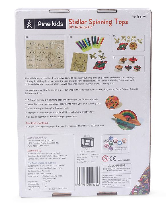 Pine Kids Stellar Spinning Tops DIY Activity Kit - Multicolour