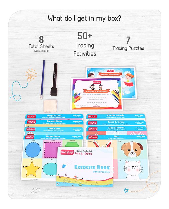 Babyhug Practice Pen Control Activity Sheets - Multicolor