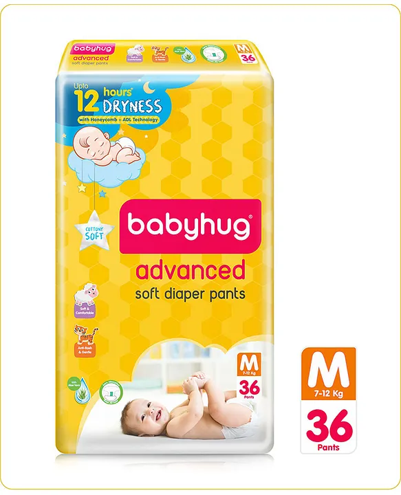 Babyhug Advanced Pant Style Diapers Pack Medium (M) Size 36 Pieces Online  in India, Buy at Best Price from Firstcry.com - 9713639