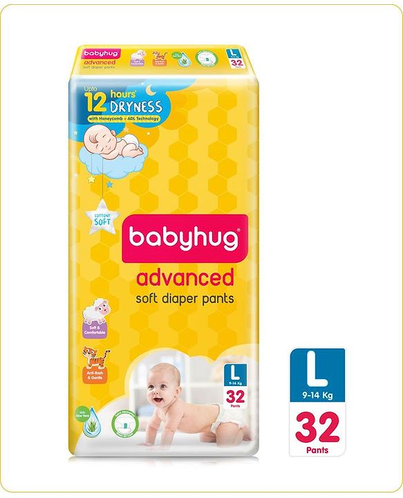 Babyhug Advanced Pant Style Diapers Large (L) Size - 32 Pieces