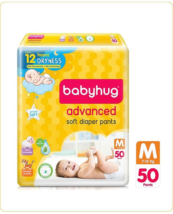 Babyhug Advanced Pant Style Diapers Medium (M) Size - 50 Pieces