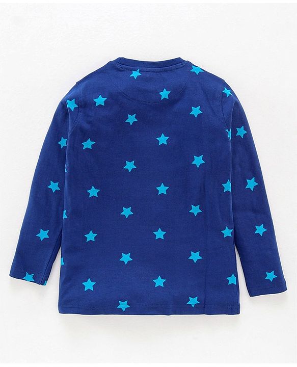 Pine Kids Full Sleeves Biowash Printed Night Suit - Blue