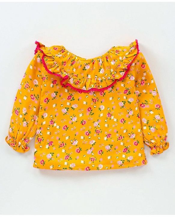 Babyhug Full Sleeves Top Floral Printed - Yellow