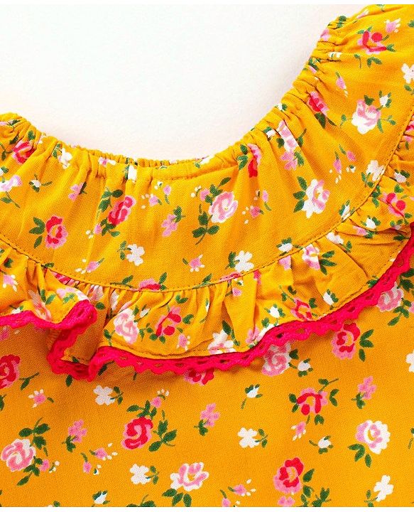 Babyhug Full Sleeves Top Floral Printed - Yellow