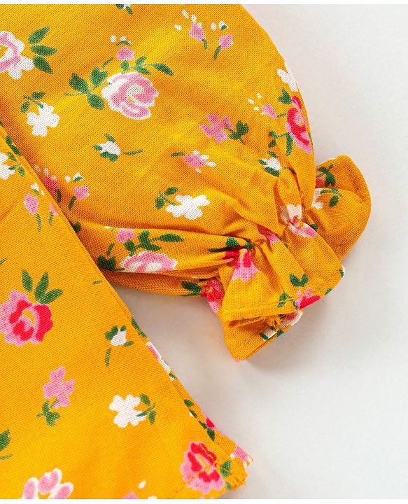 Babyhug Full Sleeves Top Floral Printed - Yellow