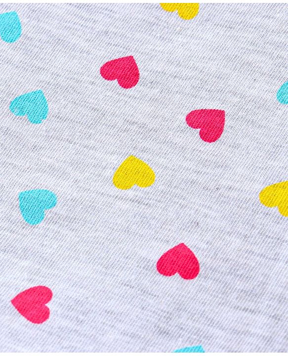 Babyhug Full Sleeves Top Hearts Print - White Melange
