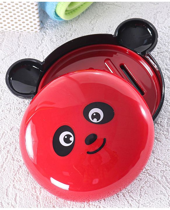 Babyhug Panda Shaped Soap Case - Red & Black