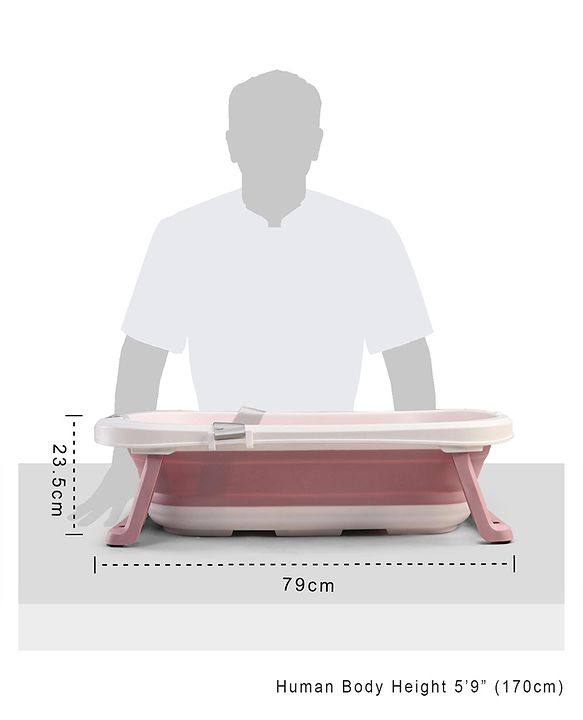 Babyhug Foldable Bathtub with Cushion - Pink