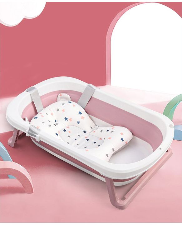 Babyhug Foldable Bathtub with Printed Cushion - Pink