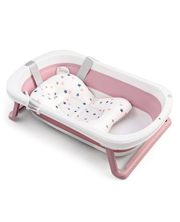 Babyhug Foldable Bathtub with Printed Cushion - Pink