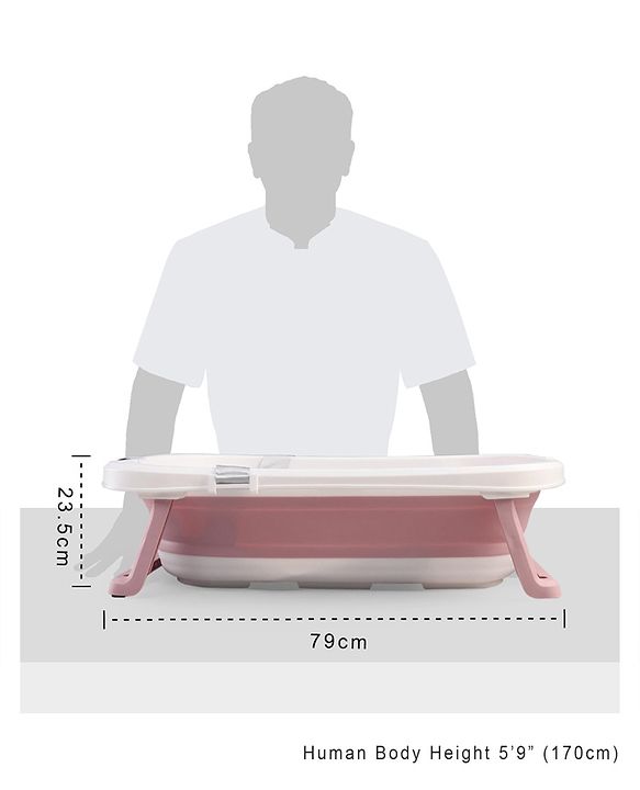 Babyhug Foldable Bathtub with Printed Cushion - Pink