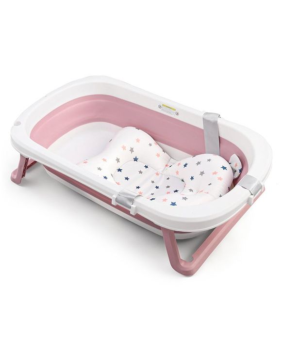 Babyhug Foldable Bathtub with Printed Cushion - Pink