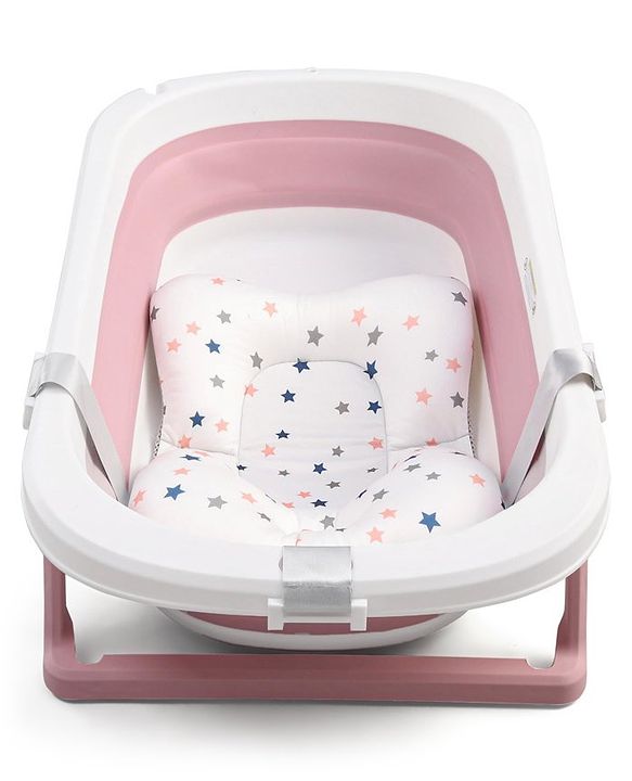 Babyhug Foldable Bathtub with Printed Cushion - Pink