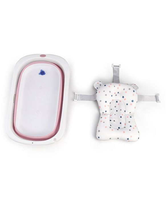 Babyhug Foldable Bathtub with Printed Cushion - Pink