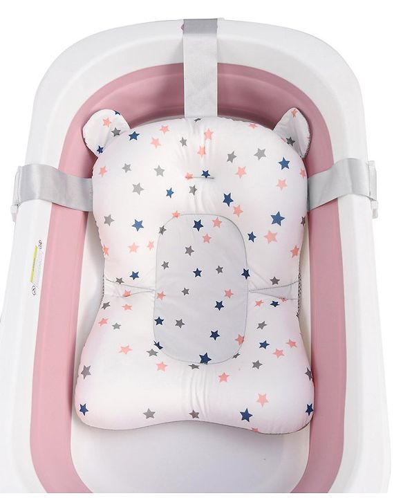 Babyhug Foldable Bathtub with Printed Cushion - Pink