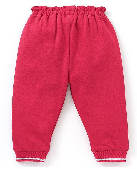 Babyhug Full Length Lounge Pant Hearts Print - Red