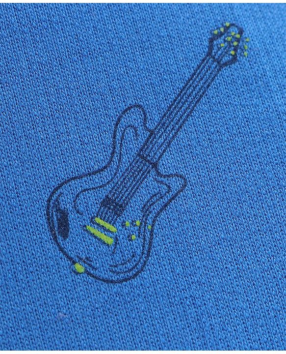 Babyhug Full Length Lounge Pant With Drawstring Guitar Print - Blue