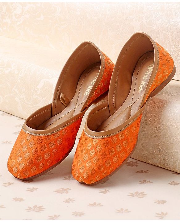 Pine Kids Ethnic Wear Mojaris - Orange
