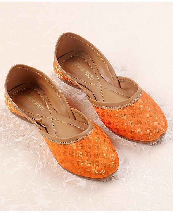 Pine Kids Ethnic Wear Mojaris - Orange