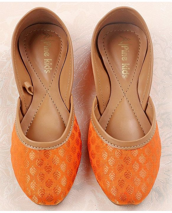 Pine Kids Ethnic Wear Mojaris - Orange