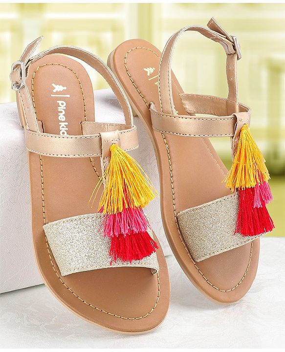 Pine Kids Ethnic Wear Sandal - Gold