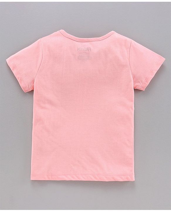 Pine Kids Half Sleeves Bio Washed T-Shirt & Capri Set Elsa Graphic - Pink