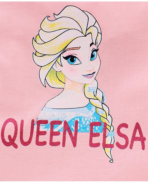 Pine Kids Half Sleeves Bio Washed T-Shirt & Capri Set Elsa Graphic - Pink