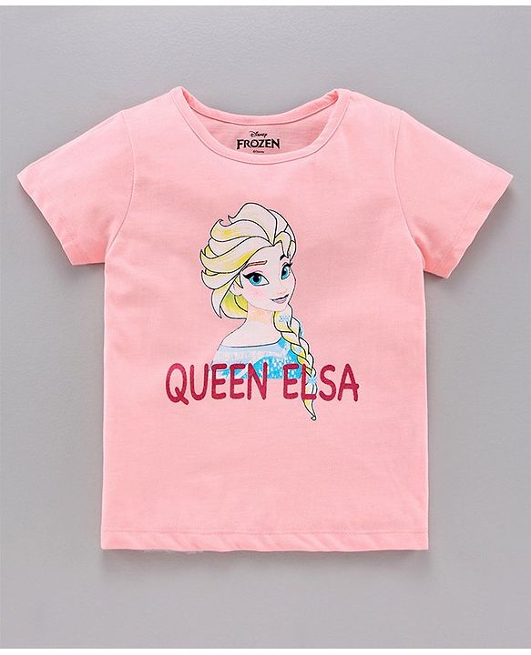 Pine Kids Half Sleeves Bio Washed T-Shirt & Capri Set Elsa Graphic - Pink