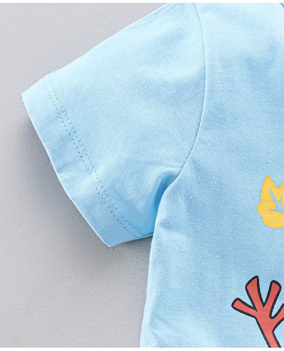 Pine Kids Half Sleeves T-Shirt & Capri Cartoon Graphic - Blue & Yellow