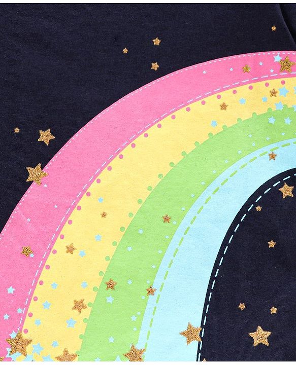 Pine Kids Half Sleeves Tee and Skeggings Set Rainbow Print - Blue