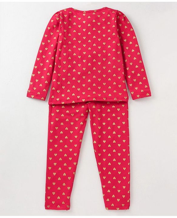 Pine Kids Biowashed Full Sleeves Top & Pyjama Pants Set Dreamer Print - Red