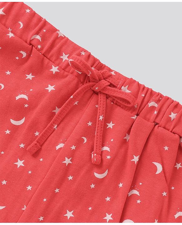 Pine Kids Biowashed Full Sleeves Top & Pyjama Pants Set Dreamer Print - Red