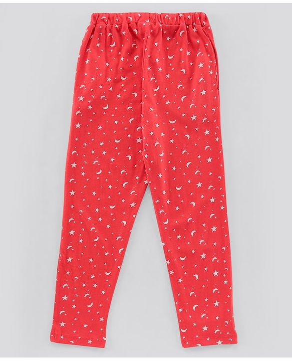 Pine Kids Biowashed Full Sleeves Top & Pyjama Pants Set Dreamer Print - Red