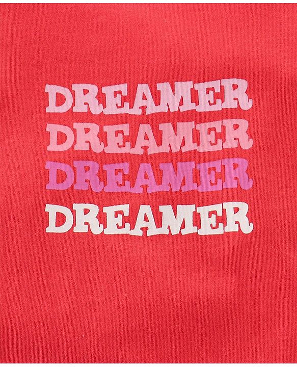 Pine Kids Biowashed Full Sleeves Top & Pyjama Pants Set Dreamer Print - Red