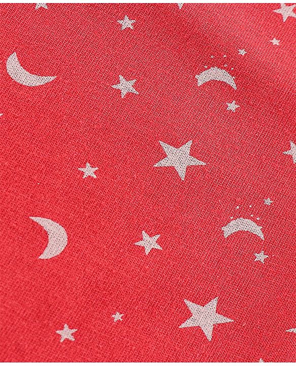 Pine Kids Biowashed Full Sleeves Top & Pyjama Pants Set Dreamer Print - Red