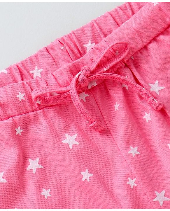 Pine Kids Biowashed Full Sleeves Top and Pyjama Pants Set Star Print - Pink