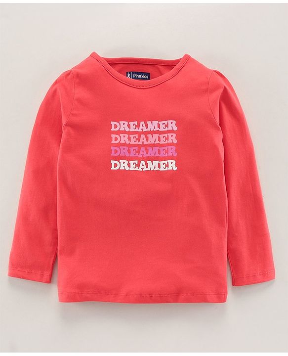 Pine Kids Biowashed Full Sleeves Top & Pyjama Pants Set Text Print - Multicolour