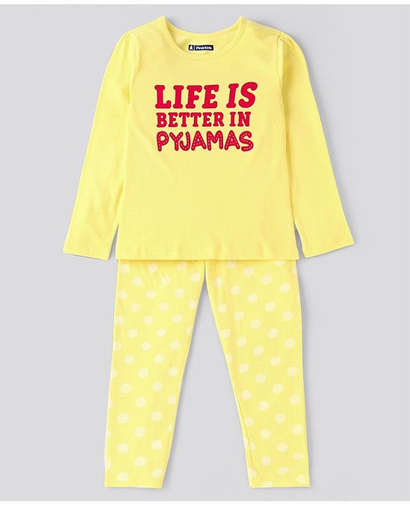 Pine Kids GIRLS Full Sleeves Night Suit 6-7Y Multi-Color
