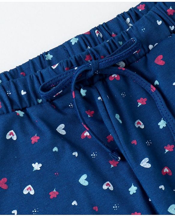 Pine Kids Biowashed Full Sleeves Top & Pyjama Pants Set Text Print - Pink Blue