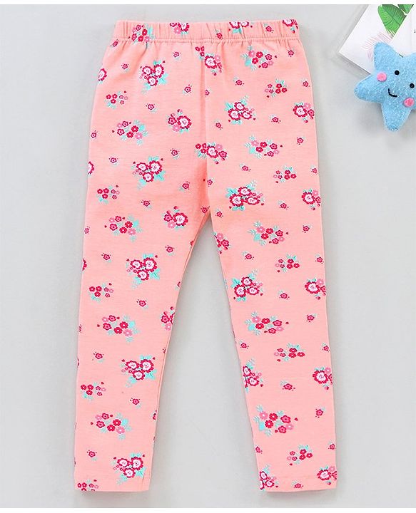 Babyhug Full Length Leggings Floral Print - Pink