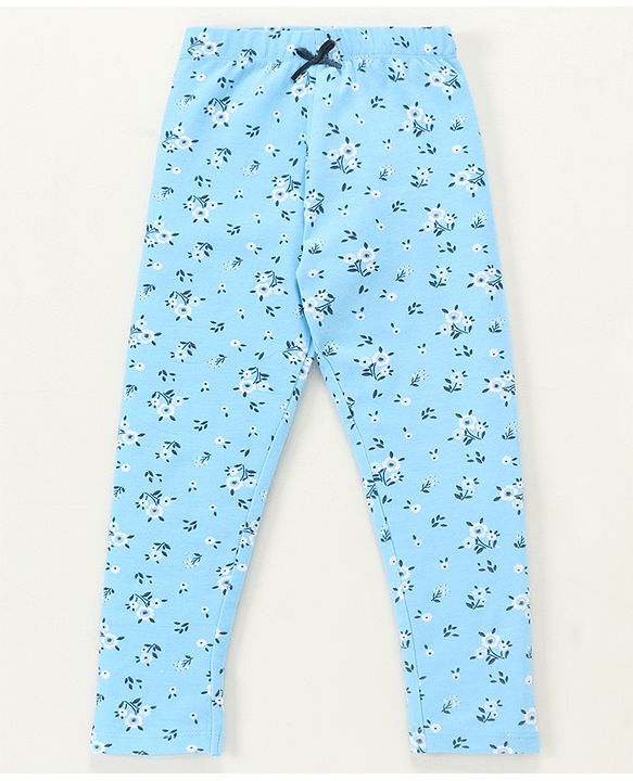 Babyhug Full Length Leggings Floral Print Pack of 2 - Blue