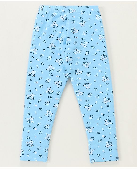 Babyhug Full Length Leggings Floral Print Pack of 2 - Blue