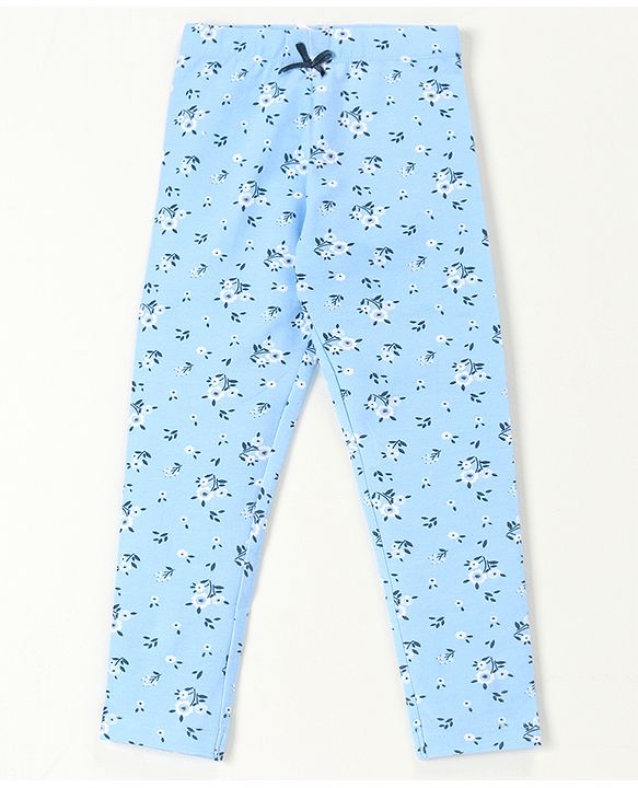 Babyhug Full Length Leggings Floral Print Pack of 2 - Blue