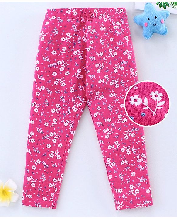 Babyhug Full Length Leggings Floral Print - Pink