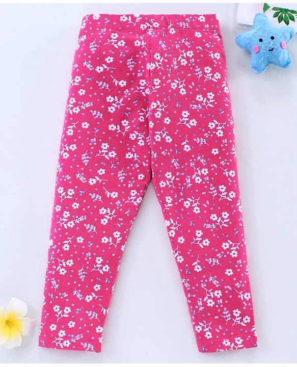 Babyhug Full Length Leggings Floral Print - Pink