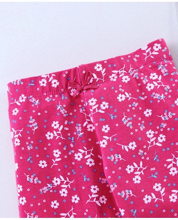 Babyhug Full Length Leggings Floral Print - Pink