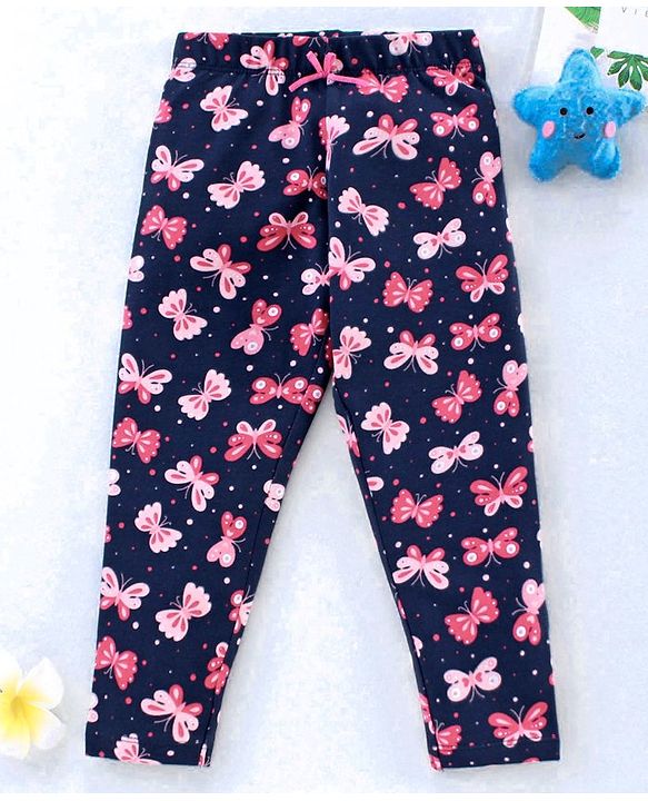 Babyhug Full Length Leggings Floral Print - Blue