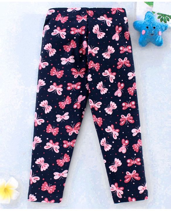 Babyhug Full Length Leggings Floral Print - Blue