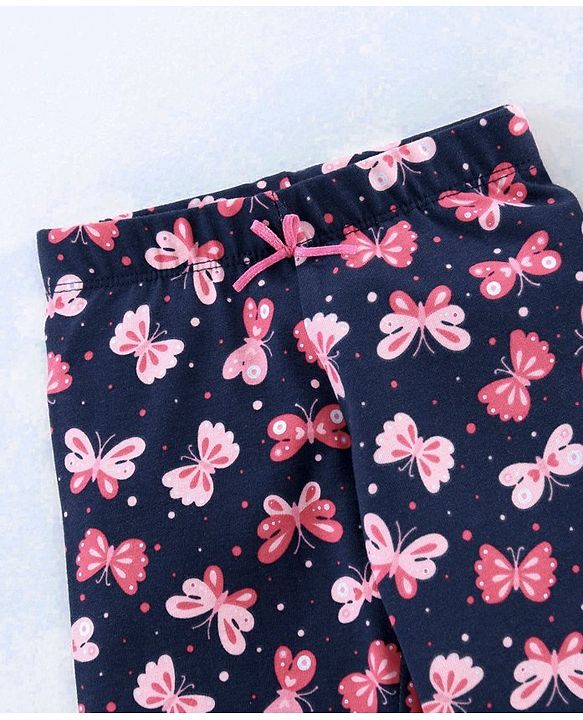 Babyhug Full Length Leggings Floral Print - Blue